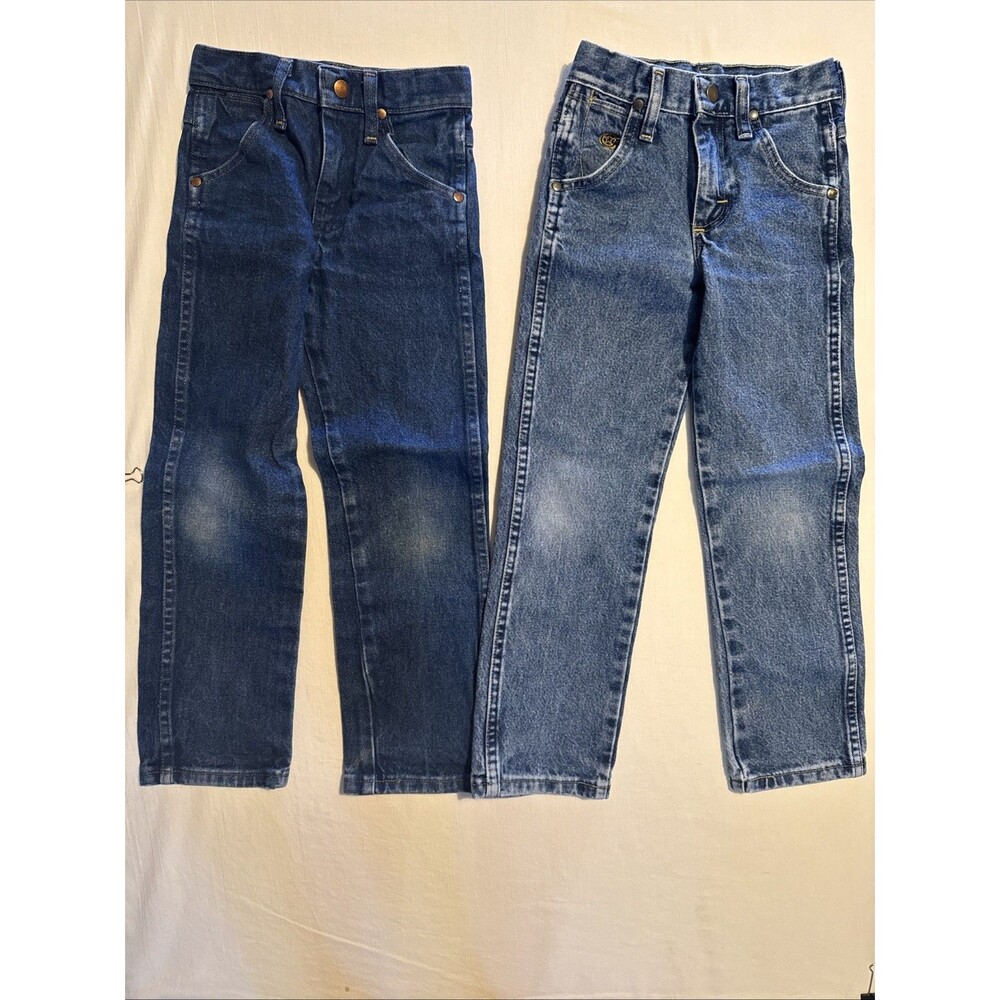 Wranglers Boys Size 7 Slim Blue Jeans - Adjustable Waist - Straight